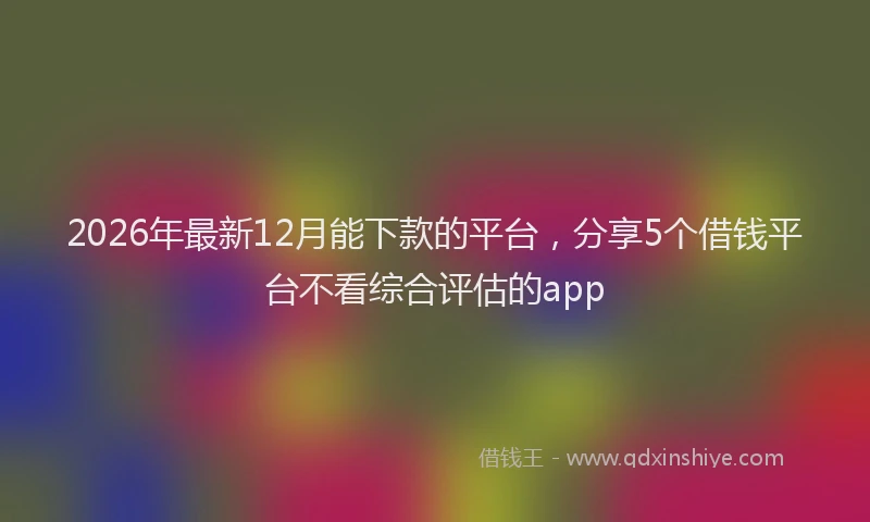 2026年最新12月能下款的平台，分享5个借钱平台不看综合评估的app