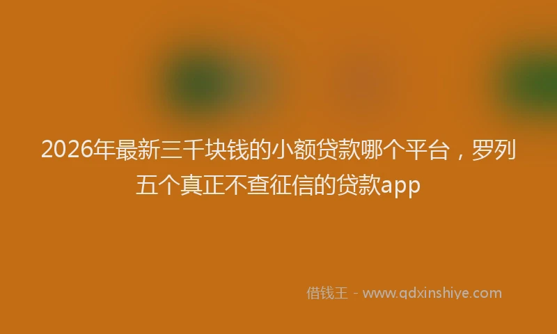 2026年最新三千块钱的小额贷款哪个平台，罗列五个真正不查征信的贷款app