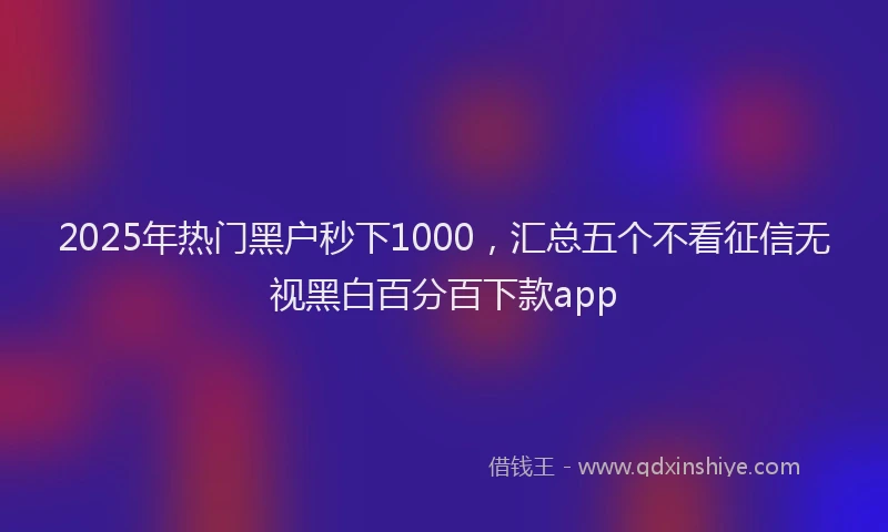 2025年热门黑户秒下1000,汇总五个不看征信无视黑白百分百下款app
