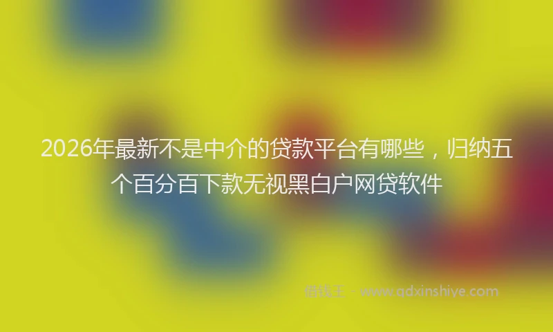 2026年最新不是中介的贷款平台有哪些,归纳五个百分百下款无视黑白户网贷软件