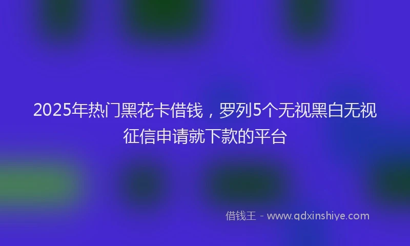 2025年热门黑花卡借钱,罗列5个无视黑白无视征信申请就下款的平台