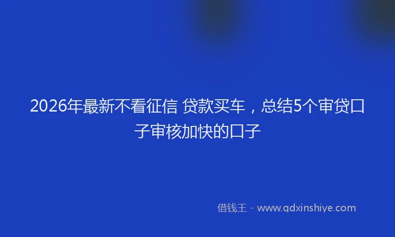 2026年最新不看征信 贷款买车，总结5个审贷口子审核加快的口子