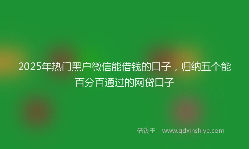 2025年热门黑户微信能借钱的口子，归纳五个能百分百通过的网贷口子