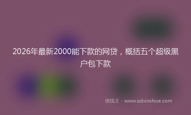 2026年最新2000能下款的网贷,概括五个超级黑户包下款