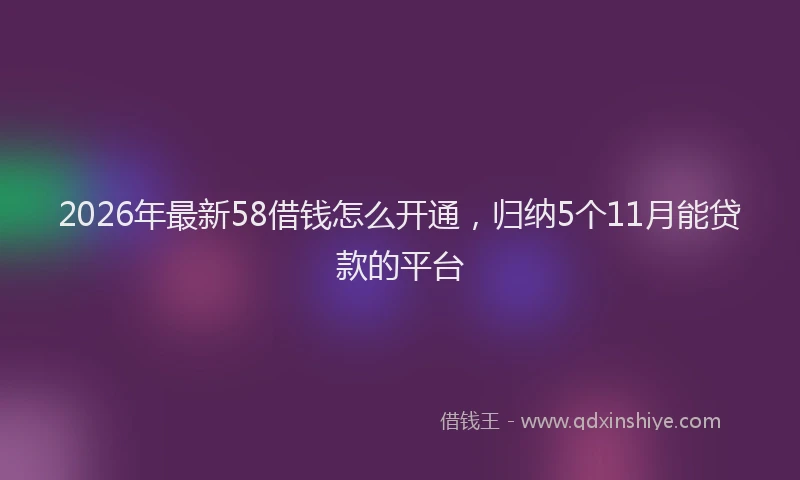 2026年最新58借钱怎么开通，归纳5个11月能贷款的平台