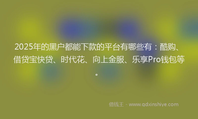 2025年的黑户都能下款的平台有哪些有：酷购、借贷宝快贷、时代花、向上金服、乐享Pro钱包等。