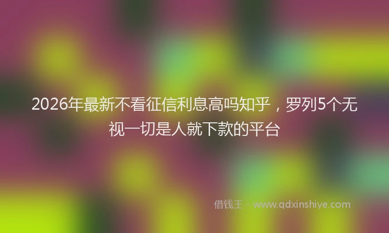 2026年最新不看征信利息高吗知乎，罗列5个无视一切是人就下款的平台