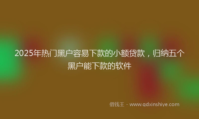 2025年热门黑户容易下款的小额贷款，归纳五个黑户能下款的软件