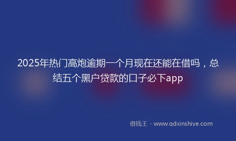 2025年热门高炮逾期一个月现在还能在借吗，总结五个黑户贷款的口子必下app