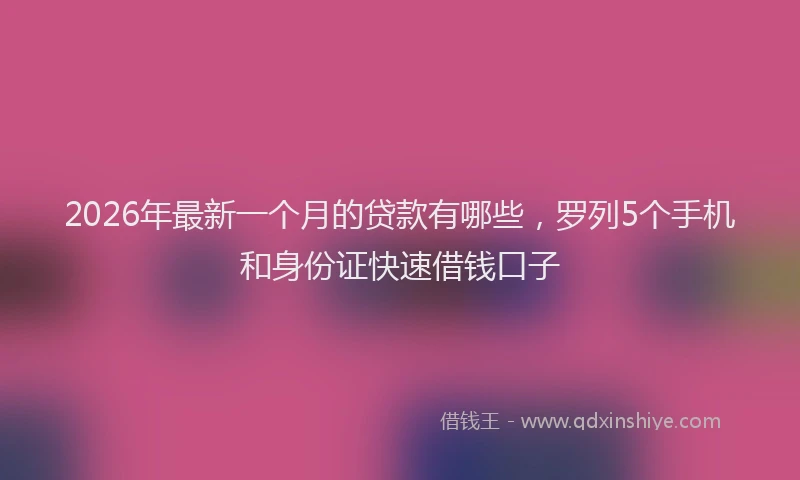 2026年最新一个月的贷款有哪些，罗列5个手机和身份证快速借钱口子
