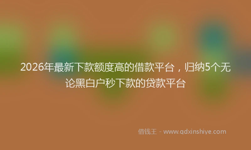 2026年最新下款额度高的借款平台，归纳5个无论黑白户秒下款的贷款平台