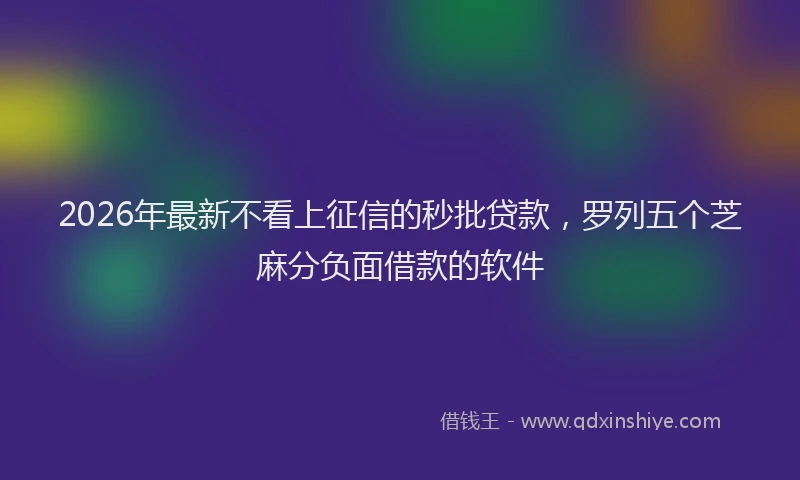 2026年最新不看上征信的秒批贷款,罗列五个芝麻分负面借款的软件