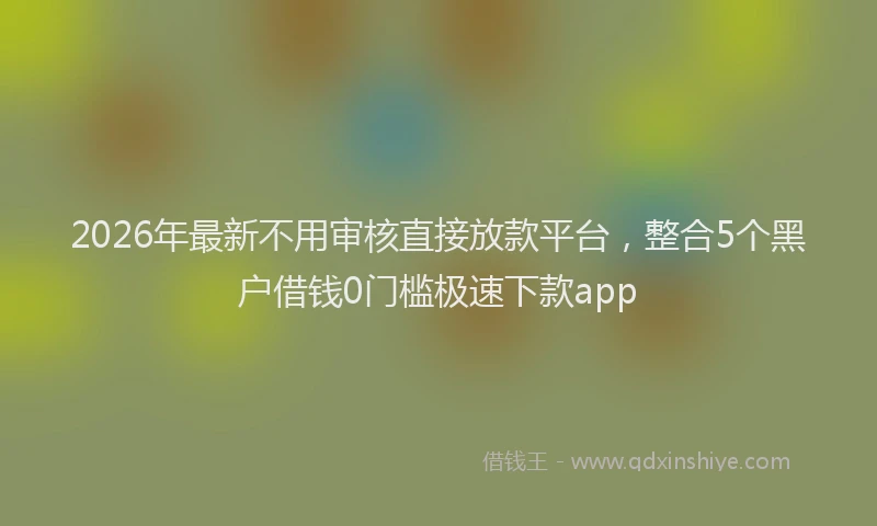 2026年最新不用审核直接放款平台，整合5个黑户借钱0门槛极速下款app