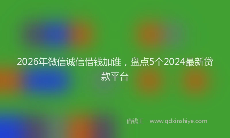 2026年微信诚信借钱加谁，盘点5个2024最新贷款平台