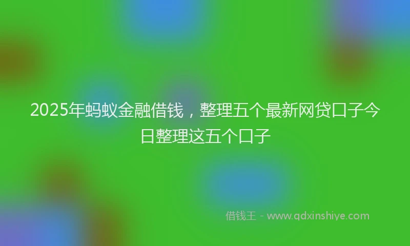 2025年蚂蚁金融借钱,整理五个最新网贷口子今日整理这五个口子