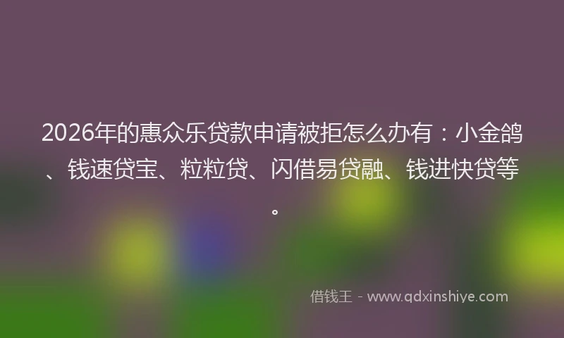 2026年的惠众乐贷款申请被拒怎么办有:小金鸽、钱速贷宝、粒粒贷、闪借易贷融、钱进快贷等。