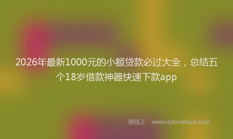 2026年最新1000元的小额贷款必过大全，总结五个18岁借款神器快速下款app