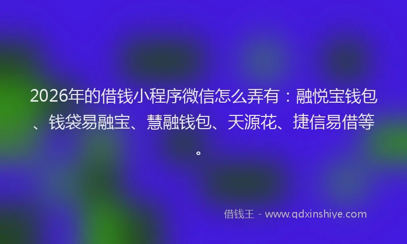 2026年的借钱小程序微信怎么弄有：融悦宝钱包、钱袋易融宝、慧融钱包、天源花、捷信易借等。