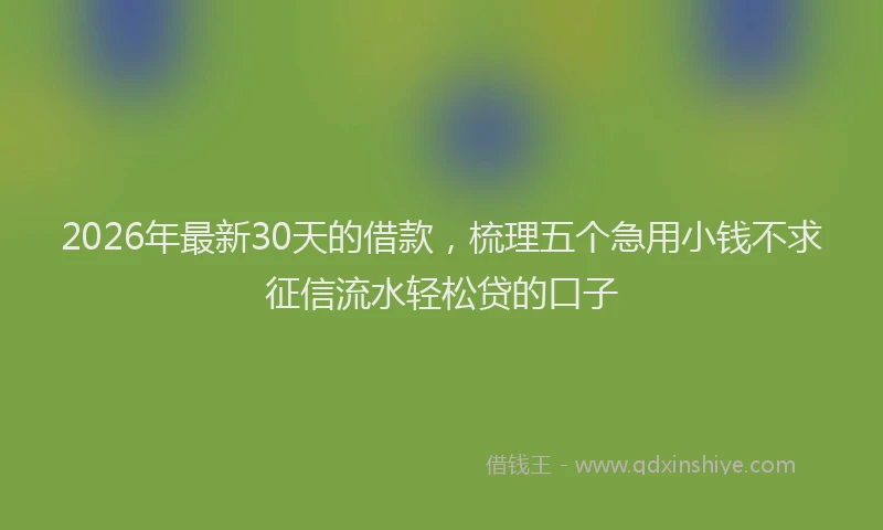 2026年最新30天的借款，梳理五个急用小钱不求征信流水轻松贷的口子