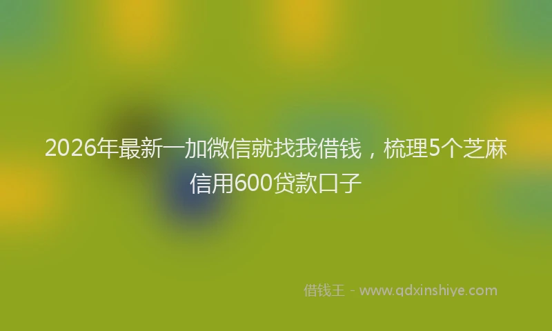2026年最新一加微信就找我借钱，梳理5个芝麻信用600贷款口子
