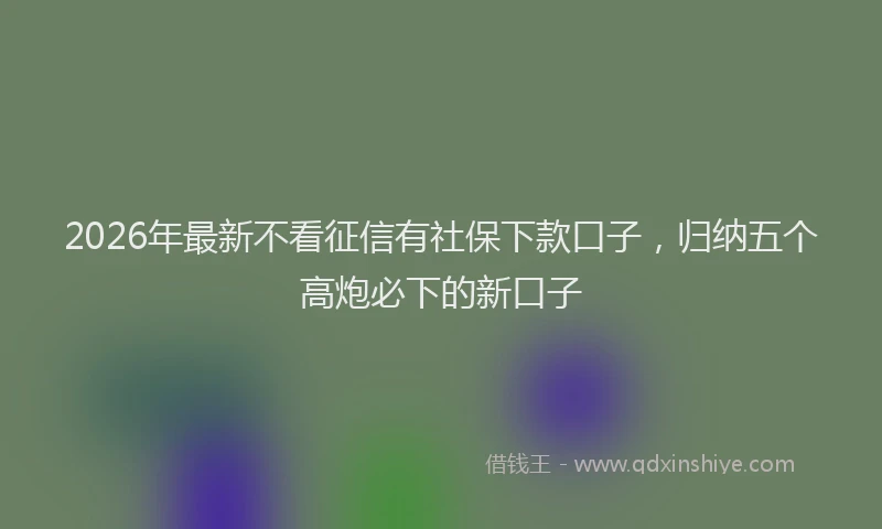 2026年最新不看征信有社保下款口子,归纳五个高炮必下的新口子