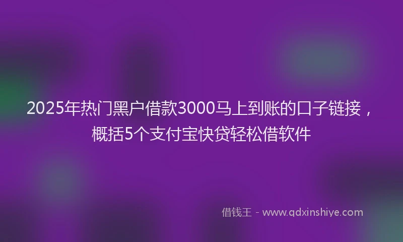 2025年热门黑户借款3000马上到账的口子链接，概括5个支付宝快贷轻松借软件