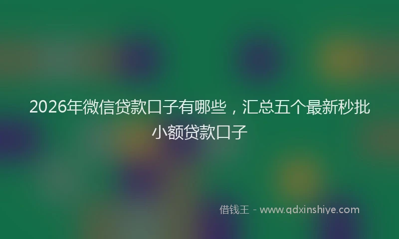 2026年微信贷款口子有哪些，汇总五个最新秒批小额贷款口子
