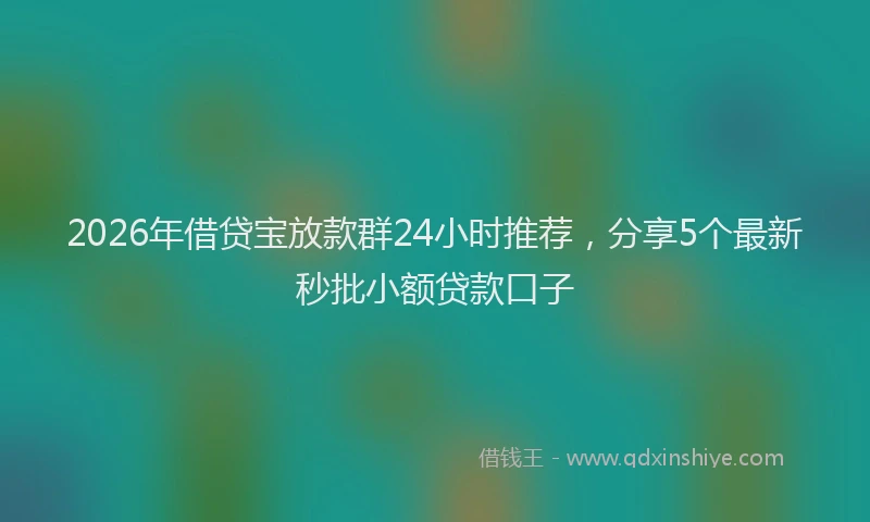 2026年借贷宝放款群24小时推荐，分享5个最新秒批小额贷款口子