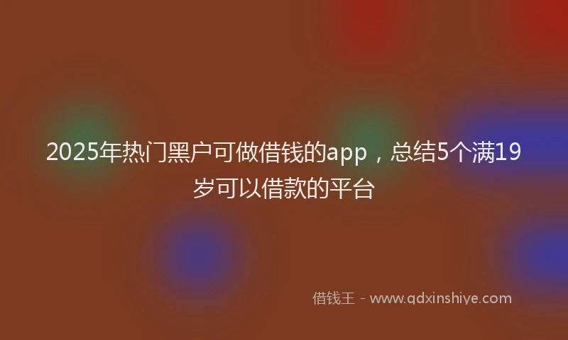 2025年热门黑户可做借钱的app，总结5个满19岁可以借款的平台