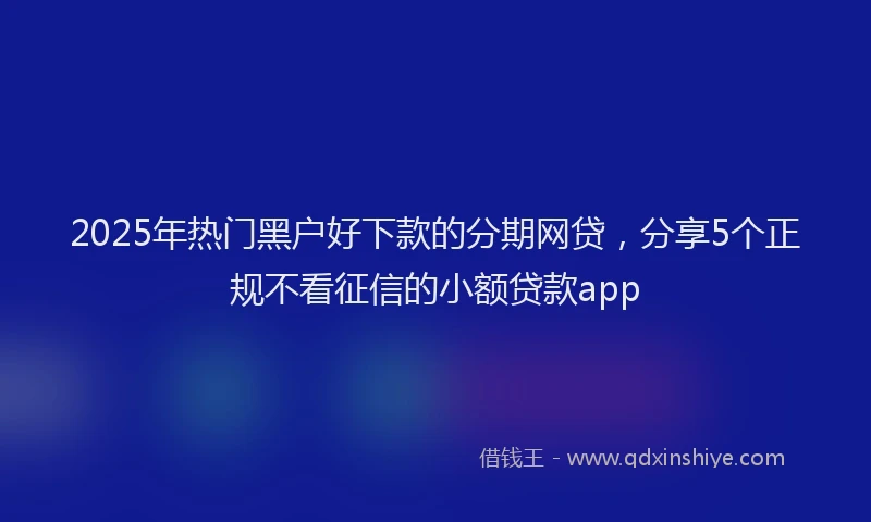 2025年热门黑户好下款的分期网贷,分享5个正规不看征信的小额贷款app