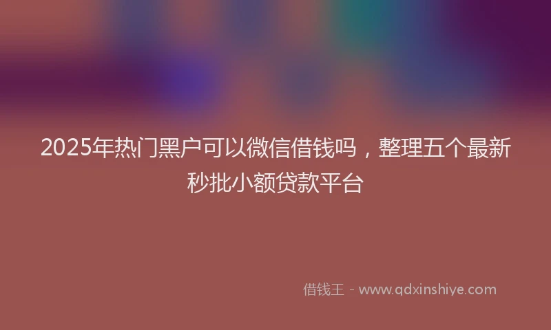 2025年热门黑户可以微信借钱吗，整理五个最新秒批小额贷款平台