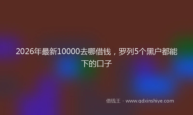 2026年最新10000去哪借钱,罗列5个黑户都能下的口子