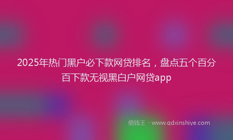 2025年热门黑户必下款网贷排名,盘点五个百分百下款无视黑白户网贷app