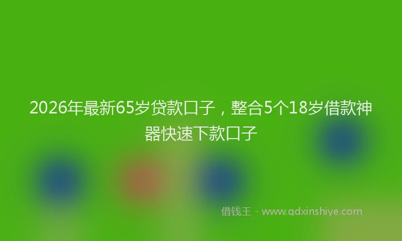 2026年最新65岁贷款口子，整合5个18岁借款神器快速下款口子