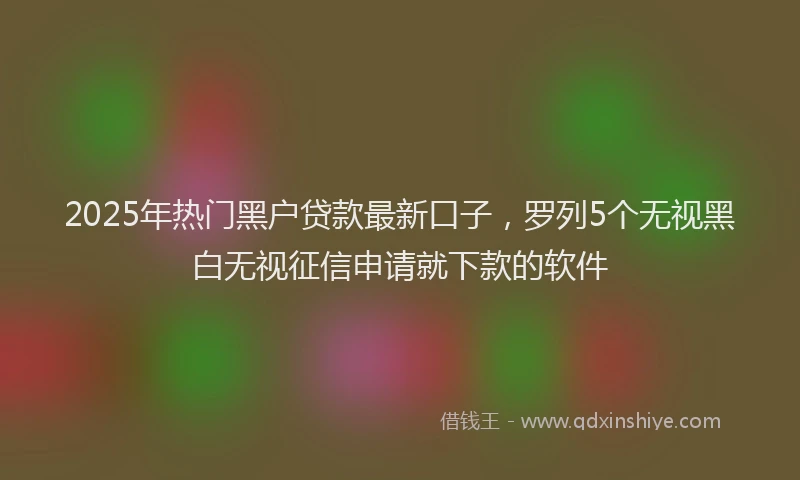 2025年热门黑户贷款最新口子，罗列5个无视黑白无视征信申请就下款的软件