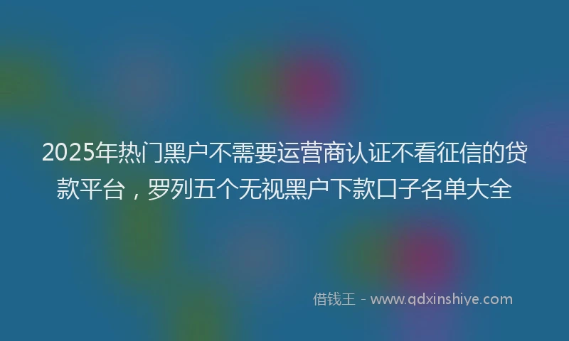 2025年热门黑户不需要运营商认证不看征信的贷款平台，罗列五个无视黑户下款口子名单大全