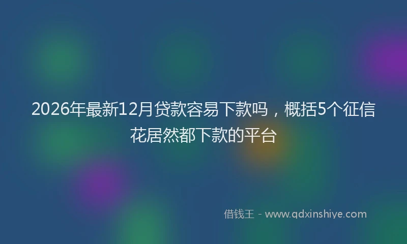 2026年最新12月贷款容易下款吗，概括5个征信花居然都下款的平台