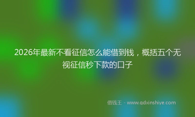 2026年最新不看征信怎么能借到钱，概括五个无视征信秒下款的口子