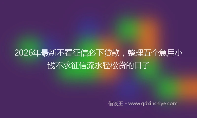 2026年最新不看征信必下贷款,整理五个急用小钱不求征信流水轻松贷的口子