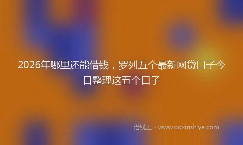 2026年哪里还能借钱,罗列五个最新网贷口子今日整理这五个口子