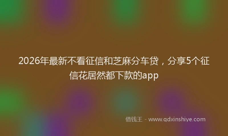 2026年最新不看征信和芝麻分车贷，分享5个征信花居然都下款的app