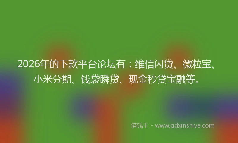 2026年的下款平台论坛有:维信闪贷、微粒宝、小米分期、钱袋瞬贷、现金秒贷宝融等。