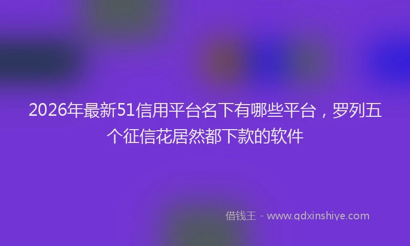 2026年最新51信用平台名下有哪些平台，罗列五个征信花居然都下款的软件