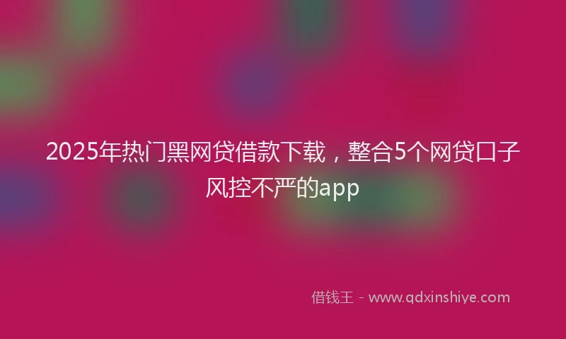 2025年热门黑网贷借款下载，整合5个网贷口子风控不严的app
