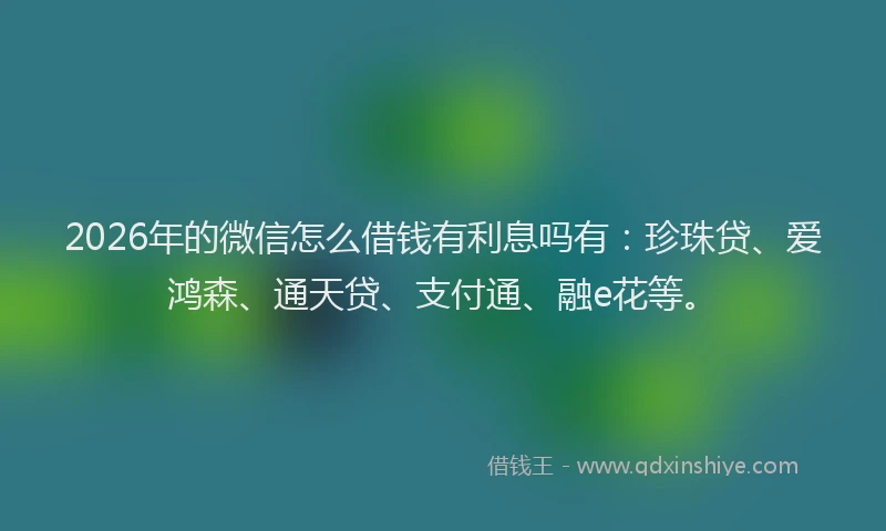 2026年的微信怎么借钱有利息吗有：珍珠贷、爱鸿森、通天贷、支付通、融e花等。