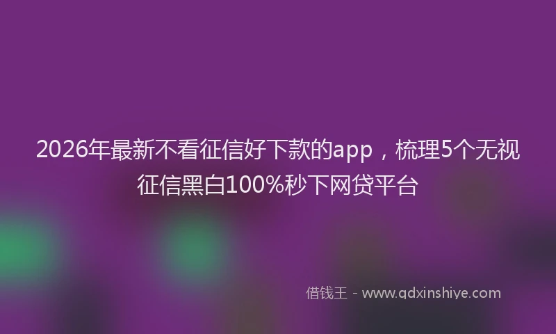 2026年最新不看征信好下款的app，梳理5个无视征信黑白100%秒下网贷平台