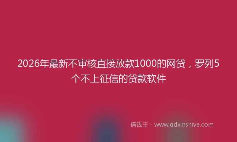 2026年最新不审核直接放款1000的网贷，罗列5个不上征信的贷款软件