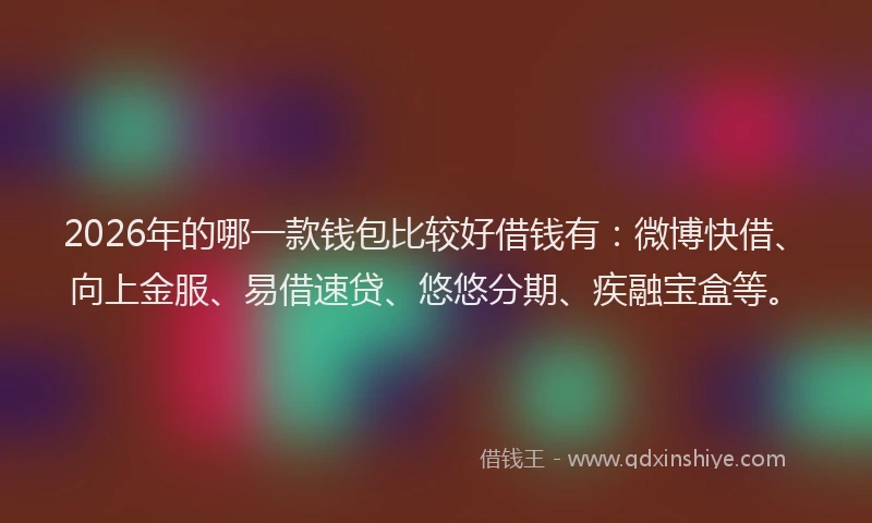 2026年的哪一款钱包比较好借钱有:微博快借、向上金服、易借速贷、悠悠分期、疾融宝盒等。