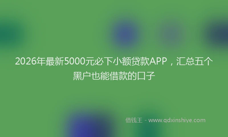 2026年最新5000元必下小额贷款APP，汇总五个黑户也能借款的口子