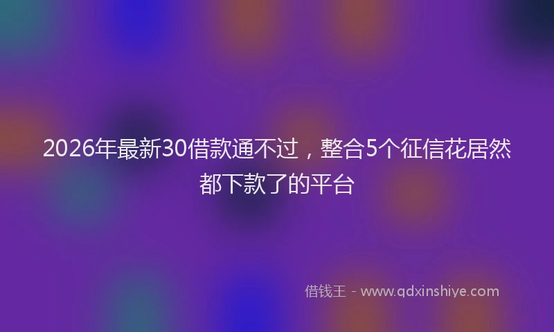 2026年最新30借款通不过，整合5个征信花居然都下款了的平台